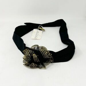 Vtg New Old Stock ECHO Women’s Black Rosette Sash Belt Double Ring 40” Size M